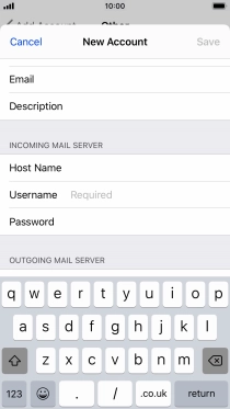 Press Username and key in the username for your email account.