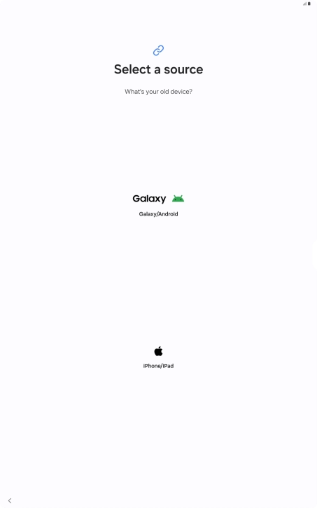Press the required setting and follow the instructions on the screen to transfer the content from another device.