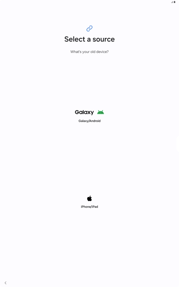 Press the required setting and follow the instructions on the screen to transfer the content from another device.