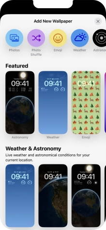 Press the required category and follow the instructions on the screen to select the required background image.