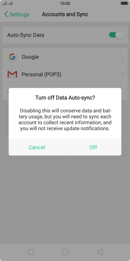 Press Off to turn off the function.