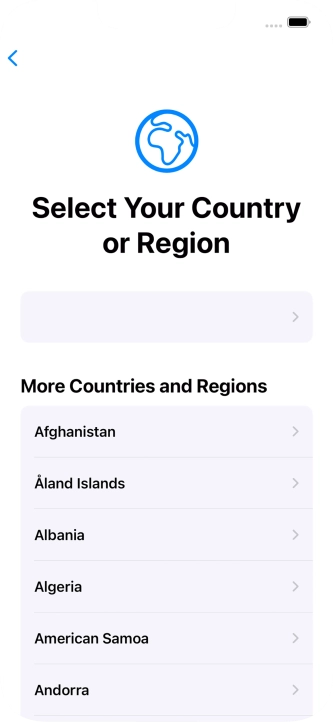 Press the required country or area.