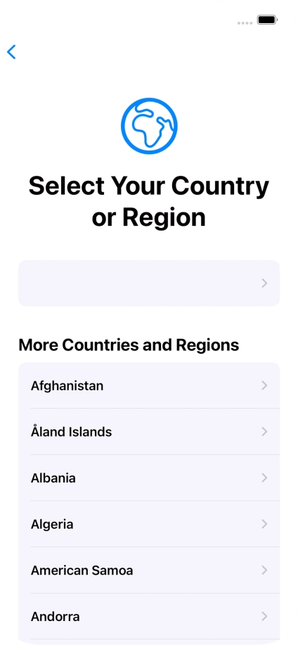 Press the required country or area.