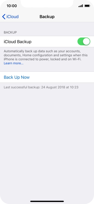 Press Back Up Now and wait while the phone memory is backed up.
