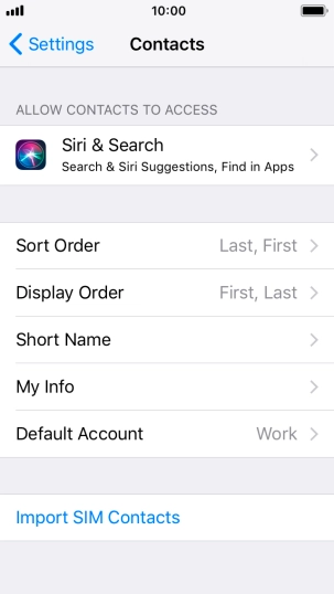 Press Import SIM Contacts.