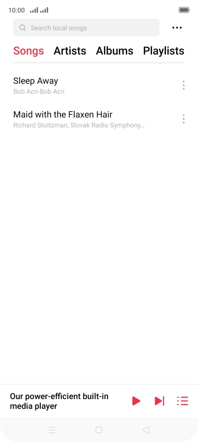 Press the required category and go to the required audio file.