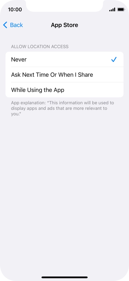 Press the required setting to turn the function on or off.