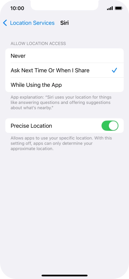 Press the required setting to turn the function on or off.