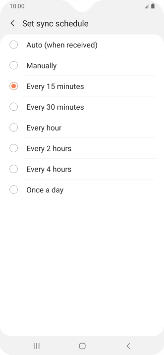 Press the required setting.