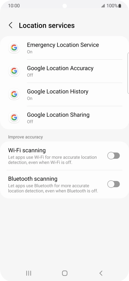 Press Google Location Accuracy.