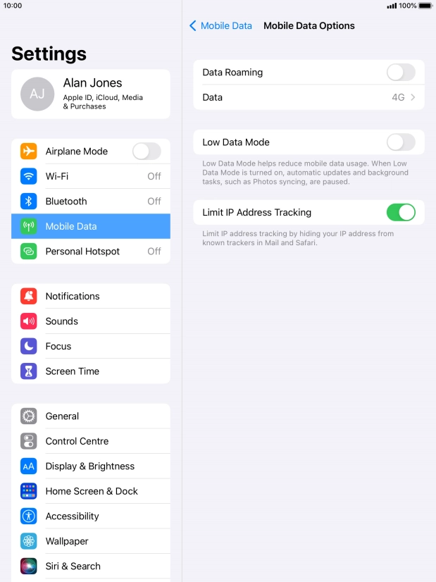 Press the indicator next to 