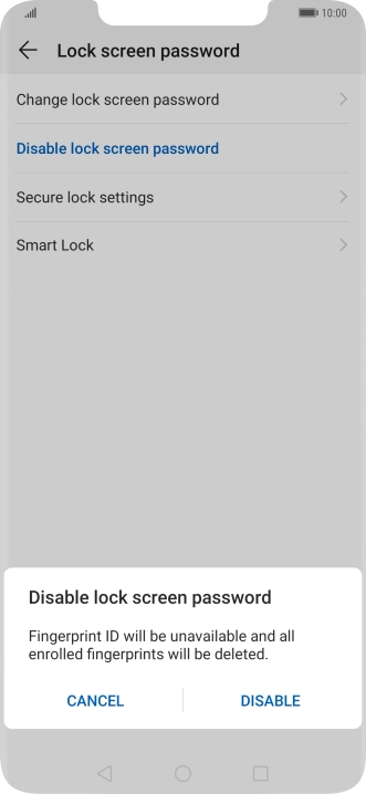 Key in the current phone lock code and press DISABLE.