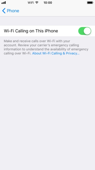When Wi-Fi calling is active, the text 
