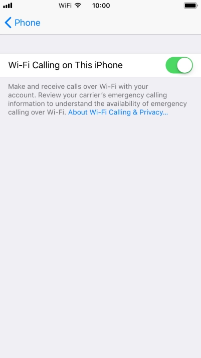 When Wi-Fi calling is active, the text 