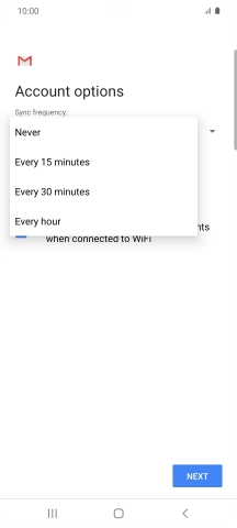 Press the required setting.