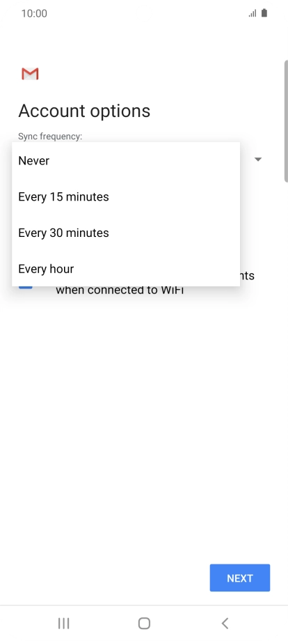 Press the required setting.