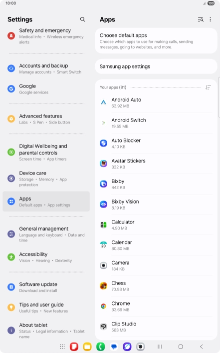 Press the required app.