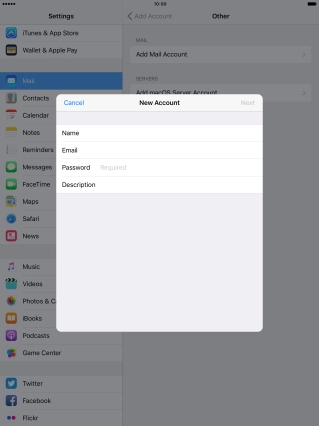 Press Password and key in the password for your email account.