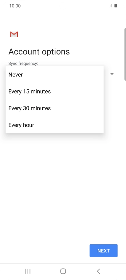 Press the required setting.