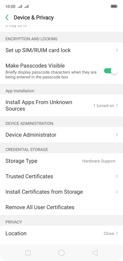 Press Set up SIM/RUIM card lock.