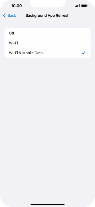 To turn off background refresh of apps, press Off.