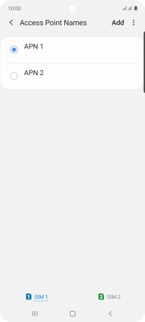 Press the field next to the data connection to activate it.