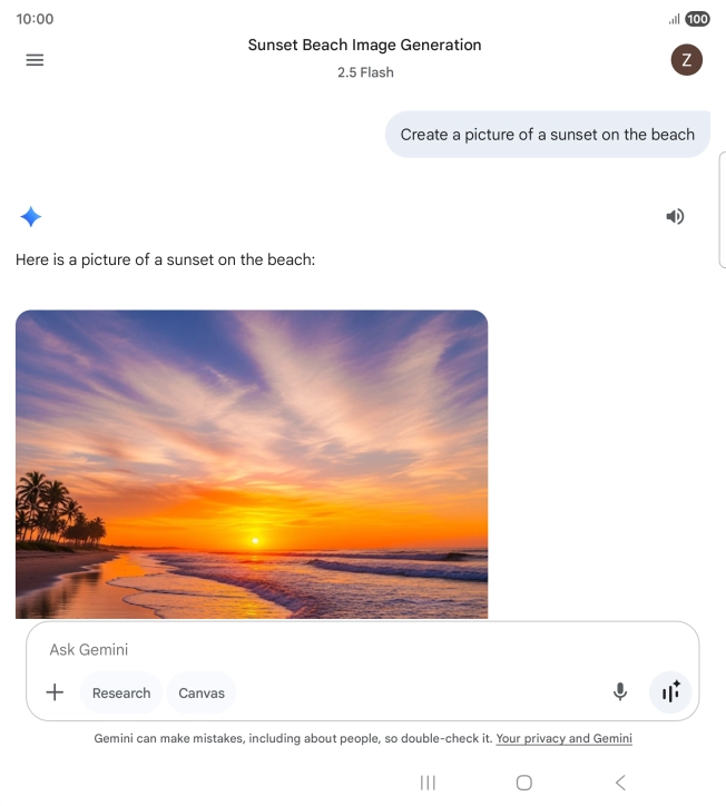 You can also ask Gemini to generate a picture based on your description.