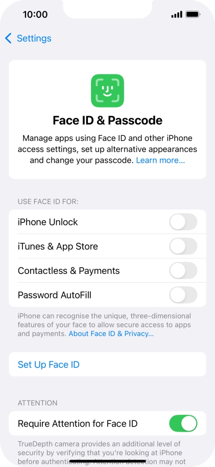 Press Set Up Face ID.