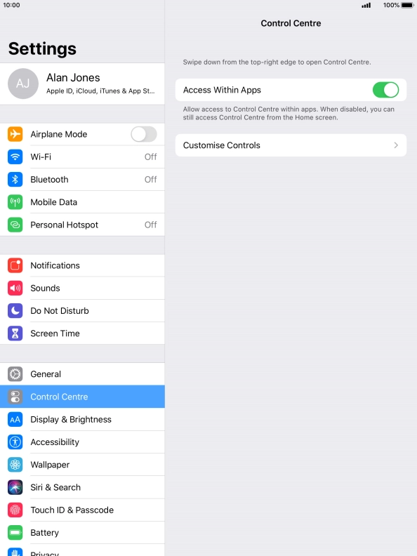 Press the indicator next to 