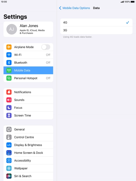 Press the required network mode.
