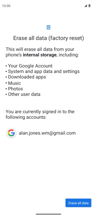 Press Erase all data.