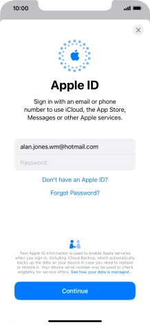 Press Password and key in the password for your Apple ID.