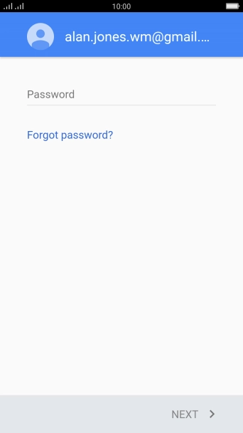 Press Password and key in the password for your Google account.