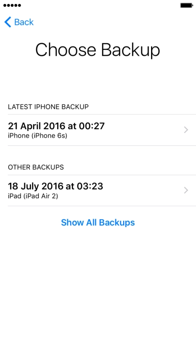 Press the required backup and your phone restores the contents of the selected backup. Follow the instructions on the screen to complete the activation.
