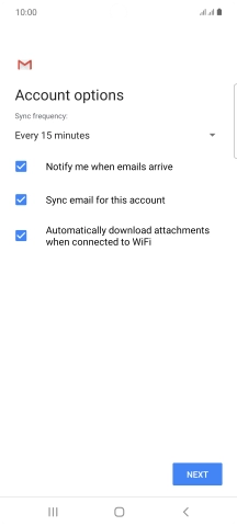 If this screen is displayed, you email account has been recognised and set up automatically. Follow the instructions on the screen to key in more information and finish setting up your phone.
