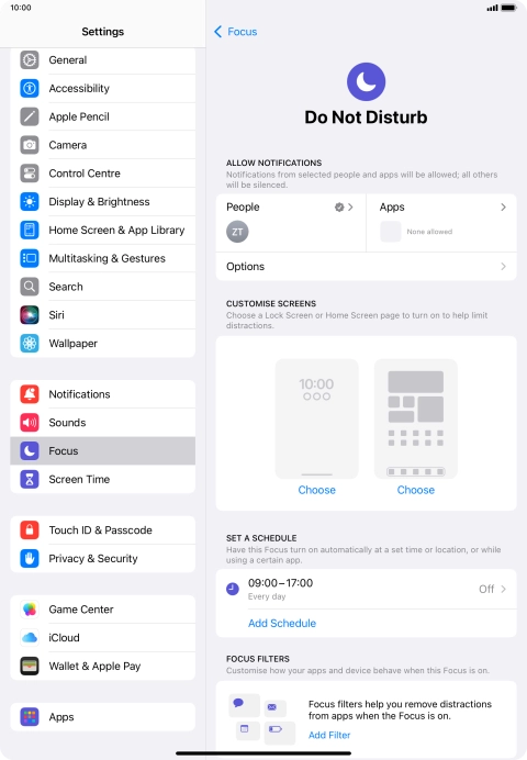 Press People and follow the instructions on the screen to select which contacts you would like to receive calls and notifications from when Do Not Disturb is turned on.