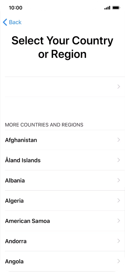 Press the required country or area.