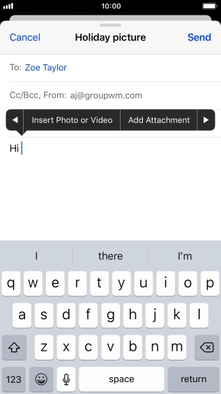 Press Insert Photo or Video and follow the instructions on the screen to attach a picture or a video clip.