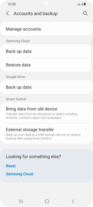 Press Manage accounts.