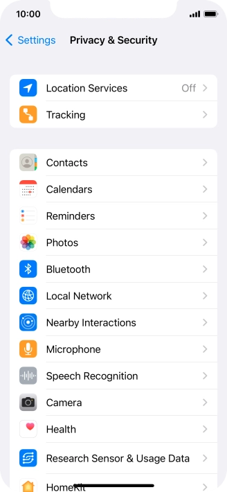 Press Location Services.