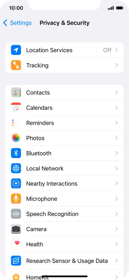 Press Location Services.