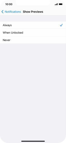 To select notification preview on the lock screen, press Always.