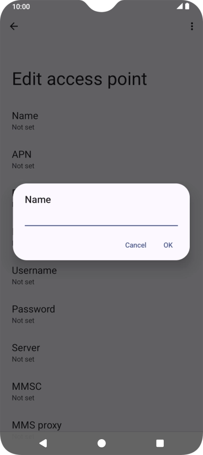 Key in Vodafone Internet and press OK.
