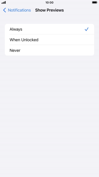 To select notification preview on the lock screen, press Always.