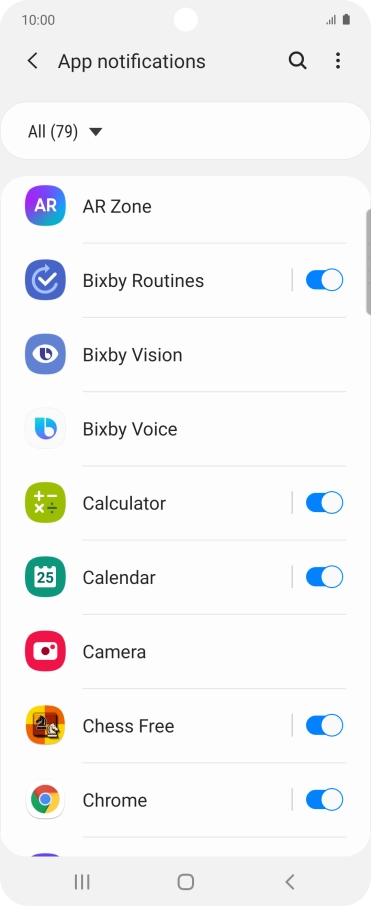 Press the indicators next to the required apps to turn the function on or off. Press the indicators next to the required apps to turn the function on or off.