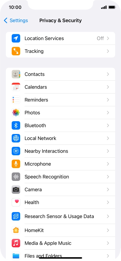 Press Location Services.