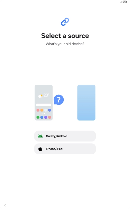 Press the required setting and follow the instructions on the screen to transfer the content from another device.