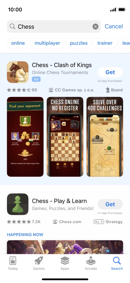 Press the required app.