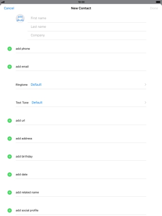 Press First name and key in the first name.