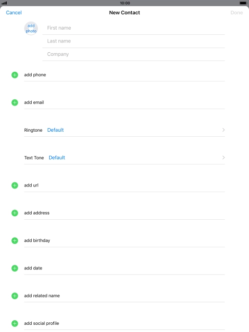 Press First name and key in the first name.